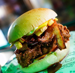 Close-up of burger at Butter Surry Hills Sydney