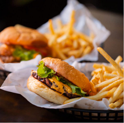 Burger and fries at Mary's Circular Quay